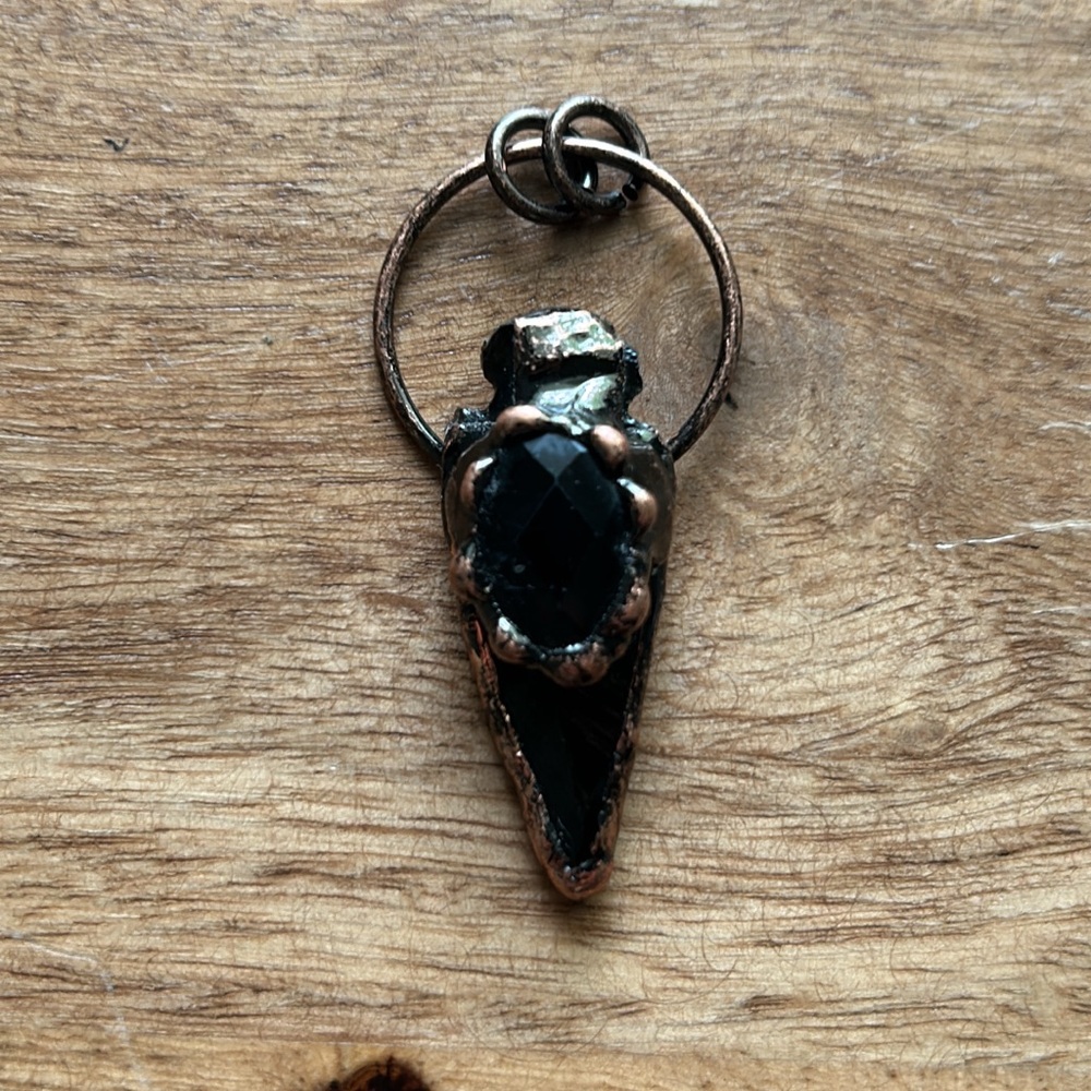 Obsidian copper Arrowhead pendant necklace